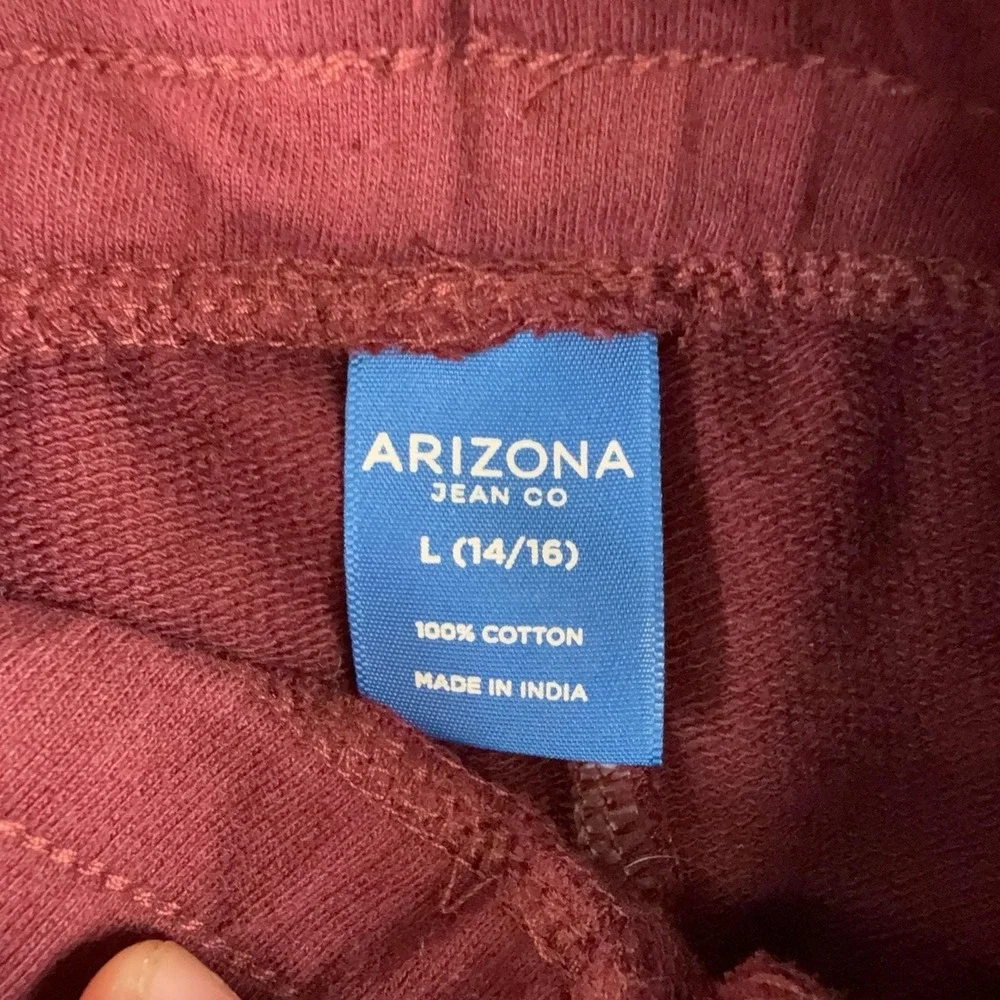 Arizona Jean Co Pants Youth Large 14/16 Red Knit Sweatpants Elastic Waist Lounge